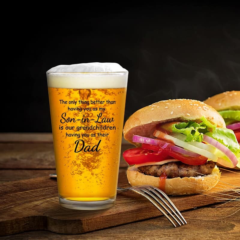 Father's Day Beer Glass Gift for Son-in-Law, 15 oz
