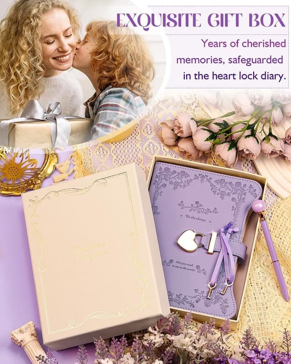 Lavender Locking Journal Set for Girls Ages 8-14