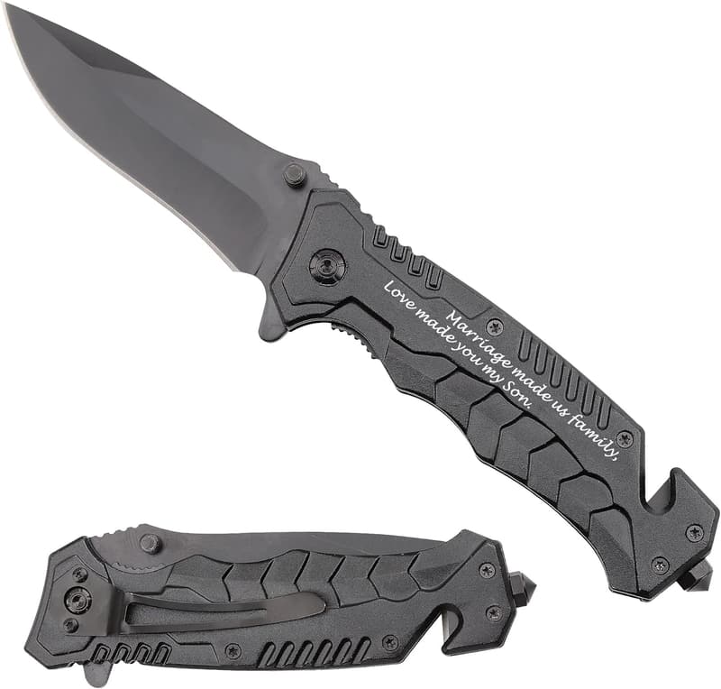 Son-in-Law Pocket Knife - Engraved Groom Gift for Fathers Day