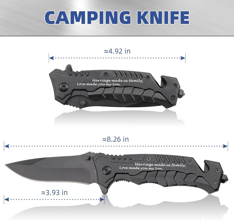 Son-in-Law Pocket Knife - Engraved Groom Gift for Fathers Day
