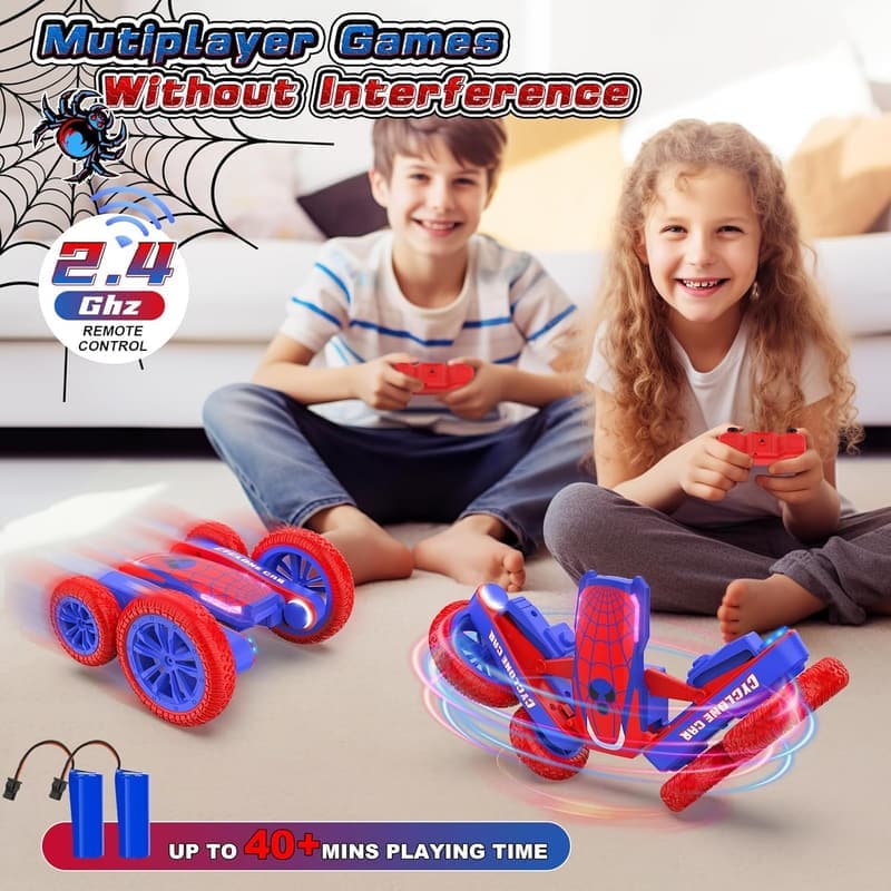 Remote Control Stunt Car for Kids - 360° Rotating, Rechargeable