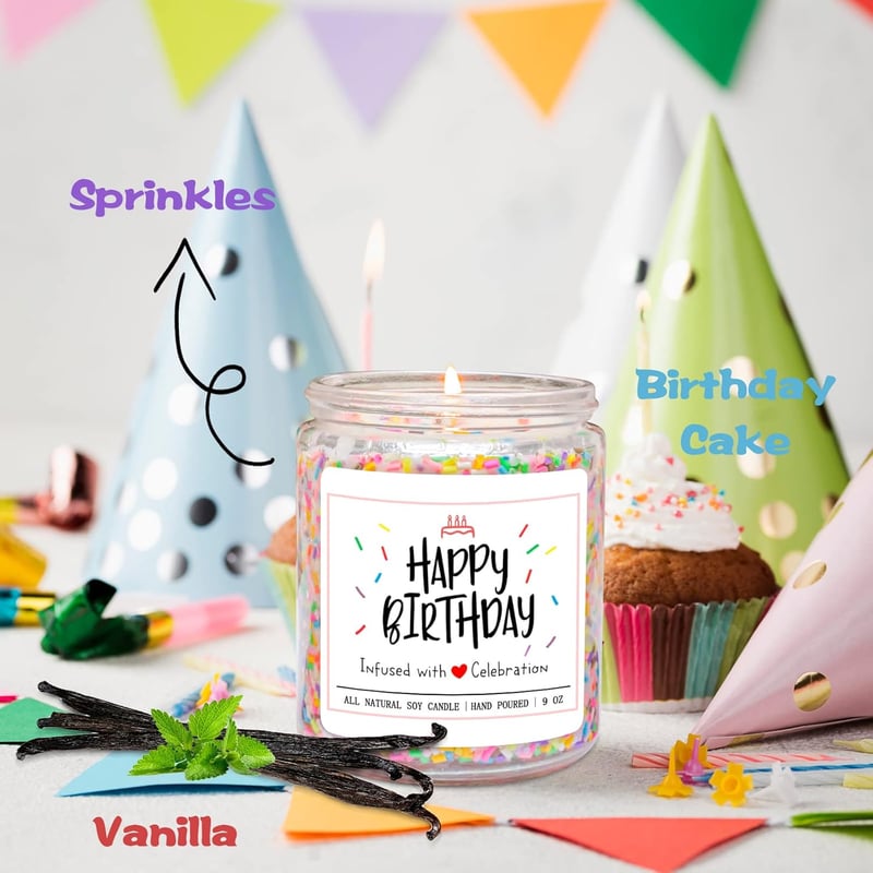 Birthday Candle Gift for Women & Men - Handmade Vanilla Cream Scent