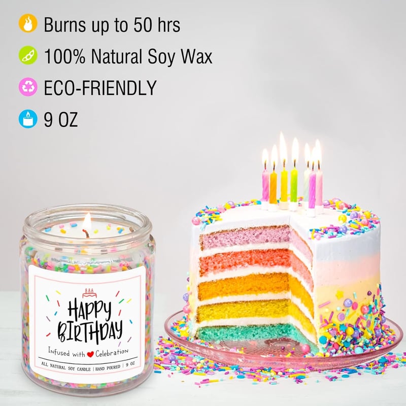 Birthday Candle Gift for Women & Men - Handmade Vanilla Cream Scent