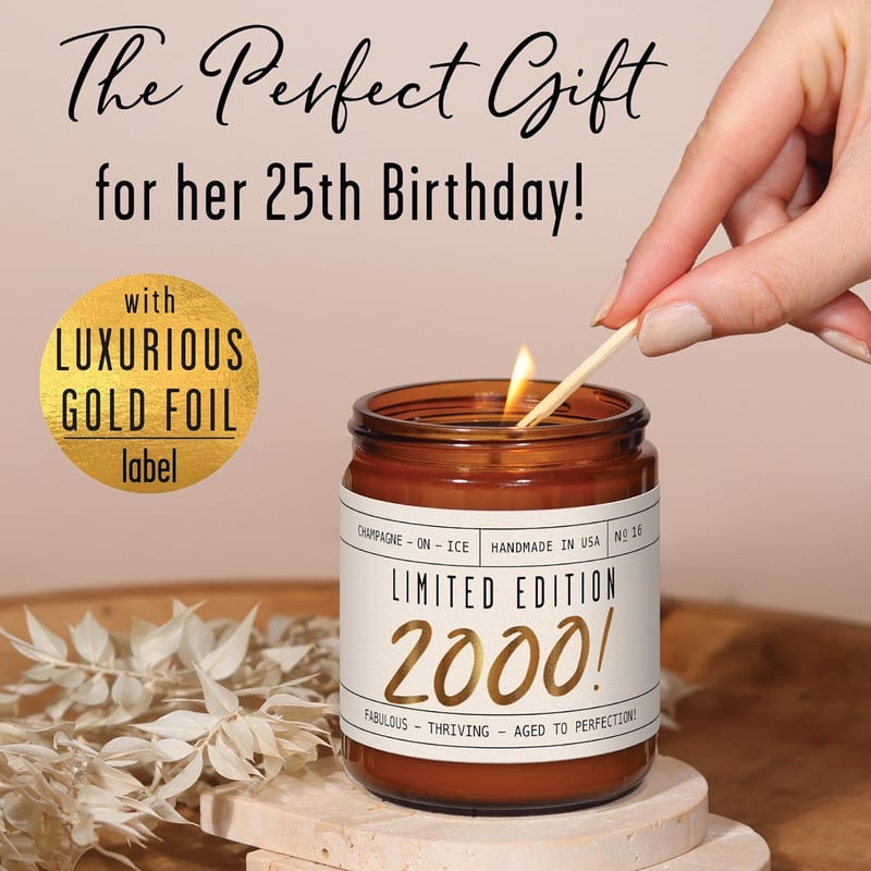 25th Birthday Soy Candle - 'Limited Edition 2000', 9oz, Made in USA