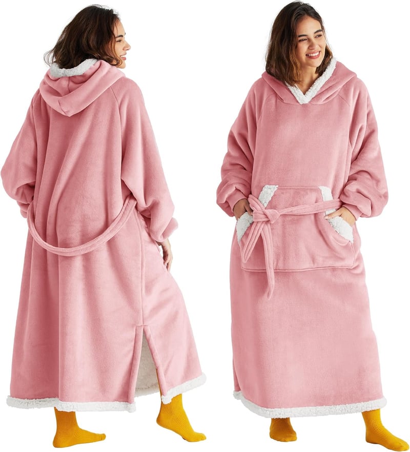 Mothers Day Cozy Wearable Blanket Hoodie for Women, Rose Pink