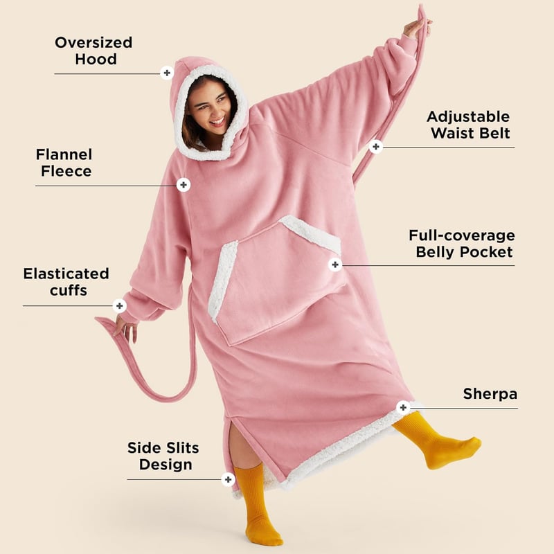 Mothers Day Cozy Wearable Blanket Hoodie for Women, Rose Pink
