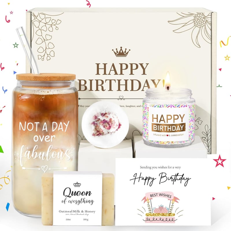 Birthday Gift Basket for Women - Unique Glass Gifts Box