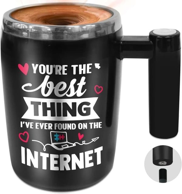Valentine's Day Self-Stirring Mug for Couples - 14 Oz