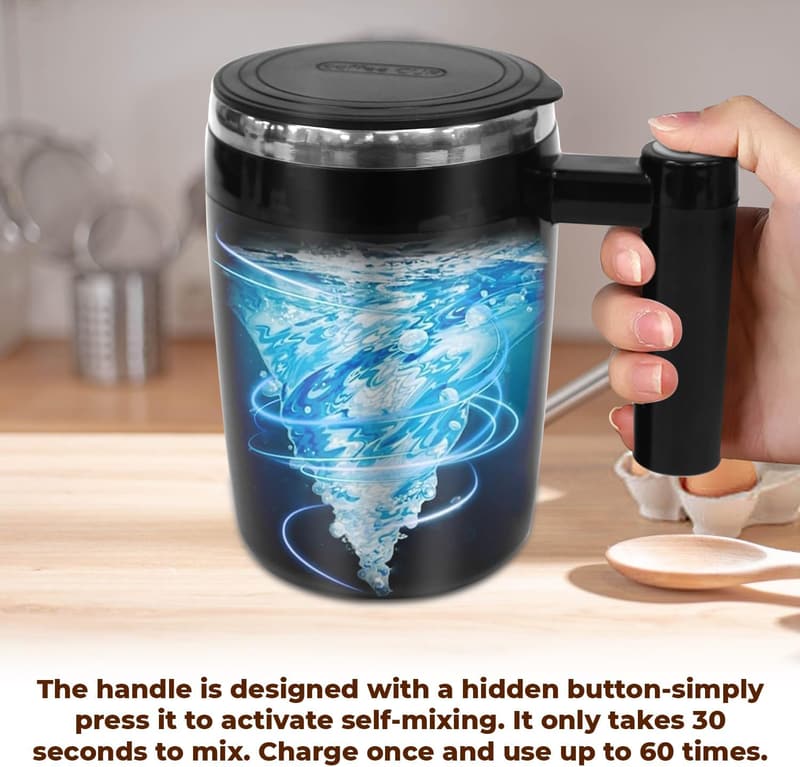 Valentine's Day Self-Stirring Mug for Couples - 14 Oz