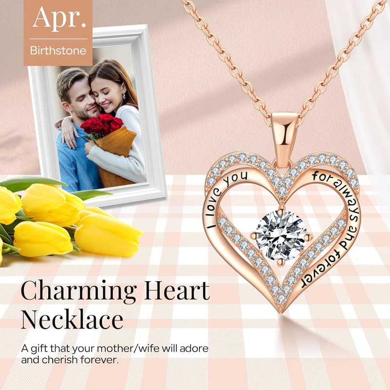 18K Rose Gold Necklace - Birthday Gift for Women
