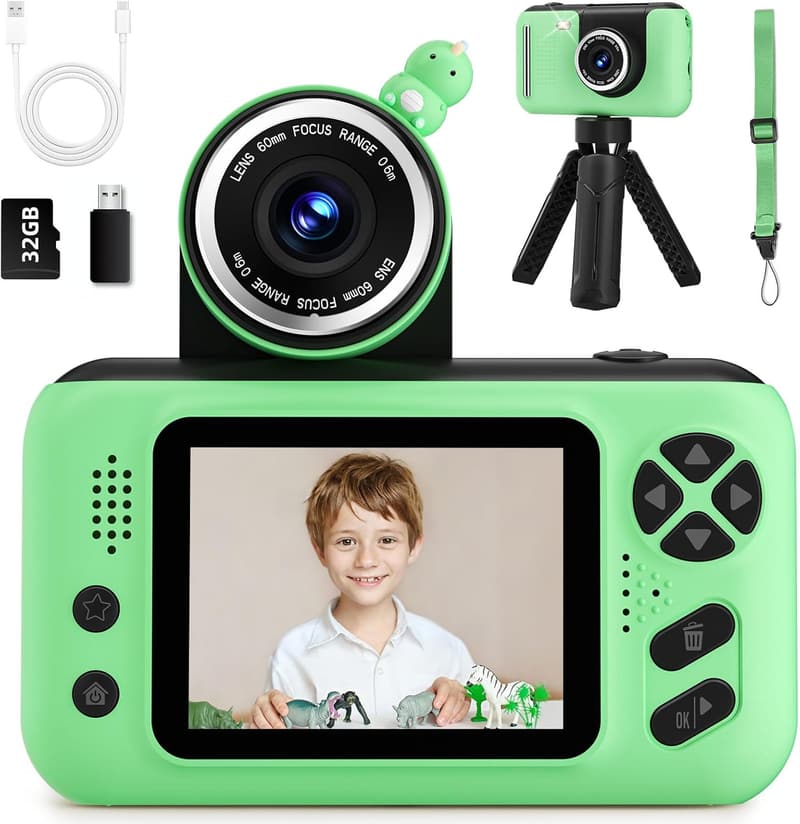 Kids Digital Camera for Ages 3-12 - Birthday Gift with 32GB SD Card