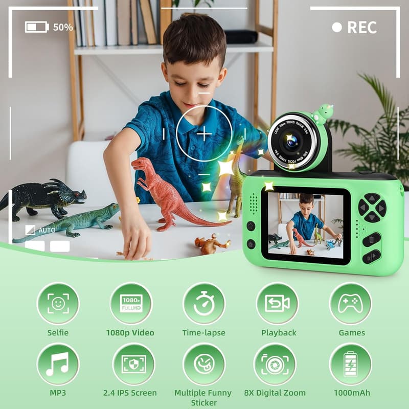 Kids Digital Camera for Ages 3-12 - Birthday Gift with 32GB SD Card