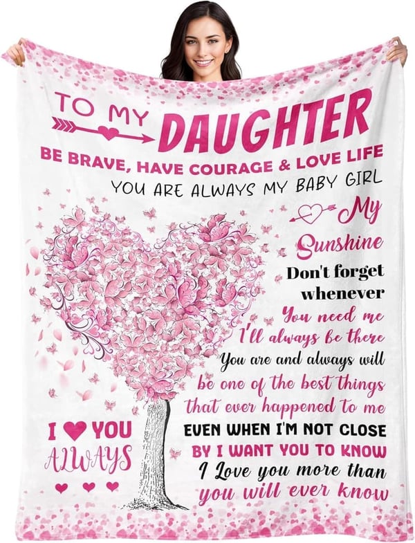 Daughter Birthday Blanket Gift from Mom & Dad, 50