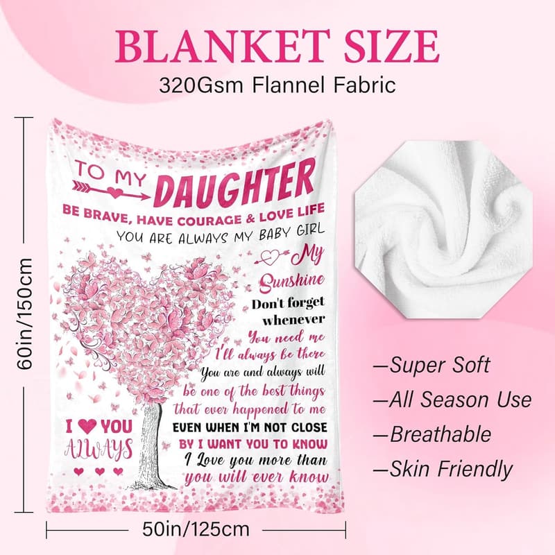 Daughter Birthday Blanket Gift from Mom & Dad, 50