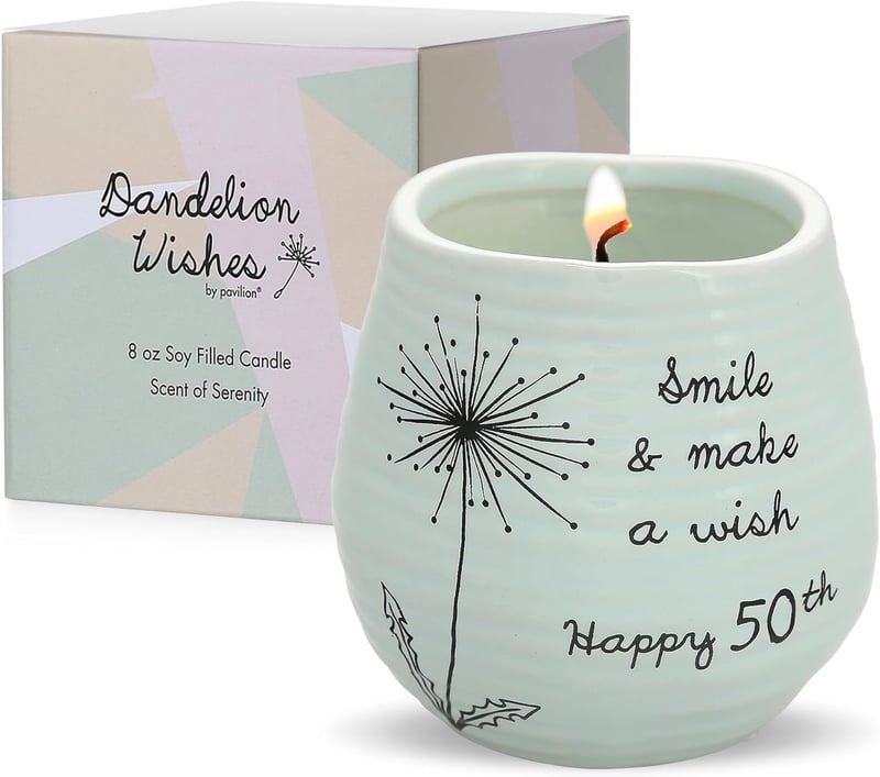 50th Anniversary Ceramic Candle Jar with Serenity Scent