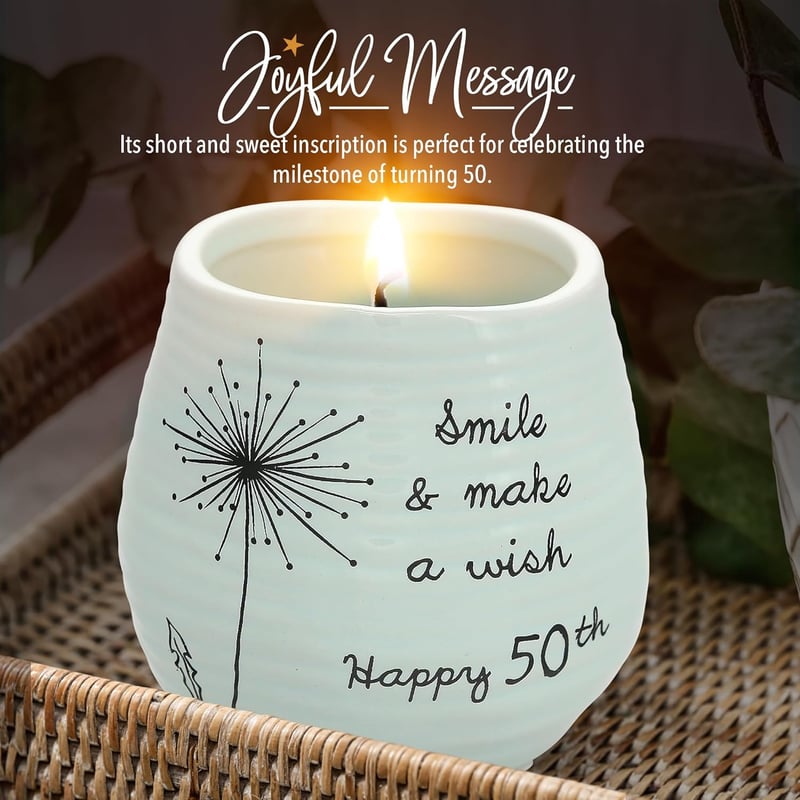50th Anniversary Ceramic Candle Jar with Serenity Scent
