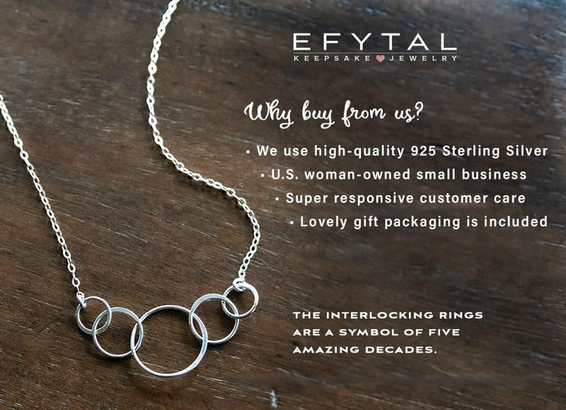 50th Birthday Gift: Sterling Silver 5 Circle Necklace for Her