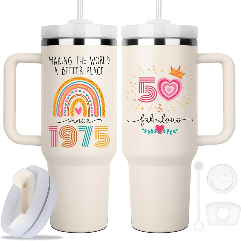 50th Birthday Tumbler Gift for Women - 40oz 