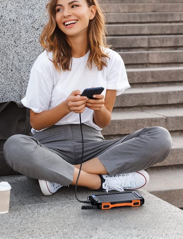Portable 42800mAh Solar Power Bank with Flashlight (Orange)