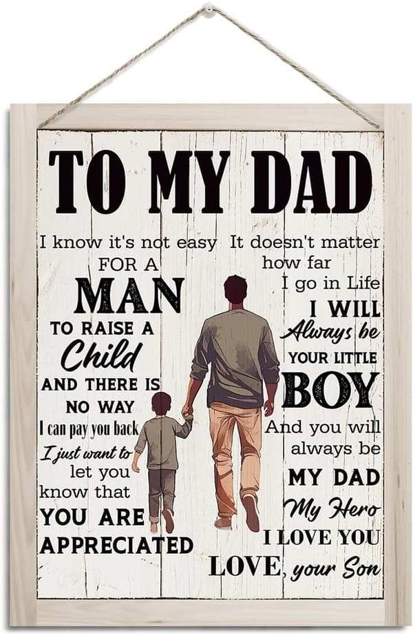 Father's Day Rustic Wood Plaque Sign - Dad Poem Decor