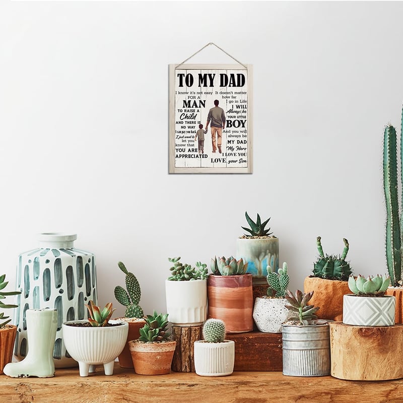 Father's Day Rustic Wood Plaque Sign - Dad Poem Decor