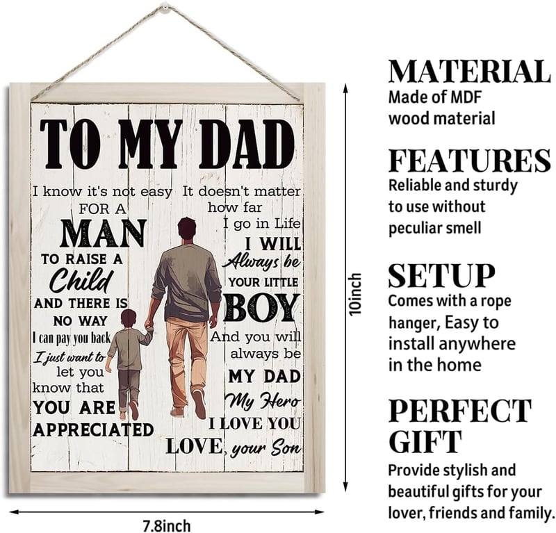 Father's Day Rustic Wood Plaque Sign - Dad Poem Decor