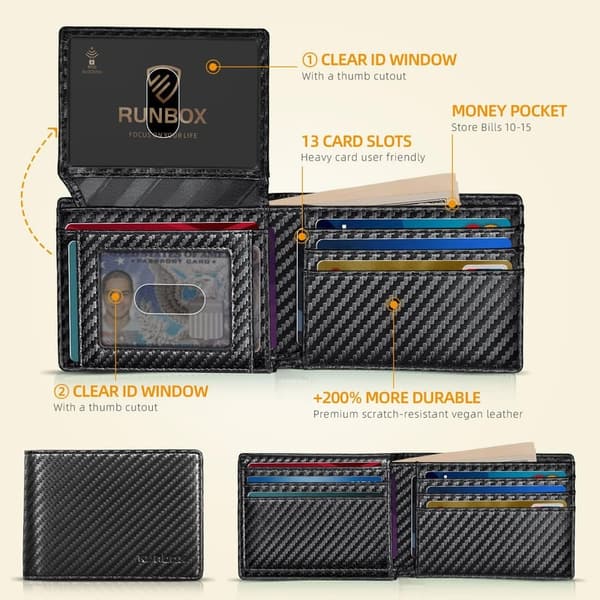 Slim RFID Leather Wallet for Men with Gift Box