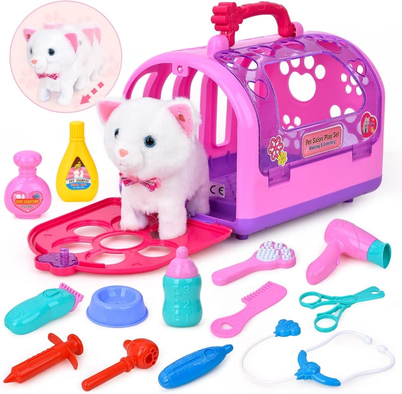 Kids' Vet Playset with Cat Care Tools - Educational Roleplay Toy