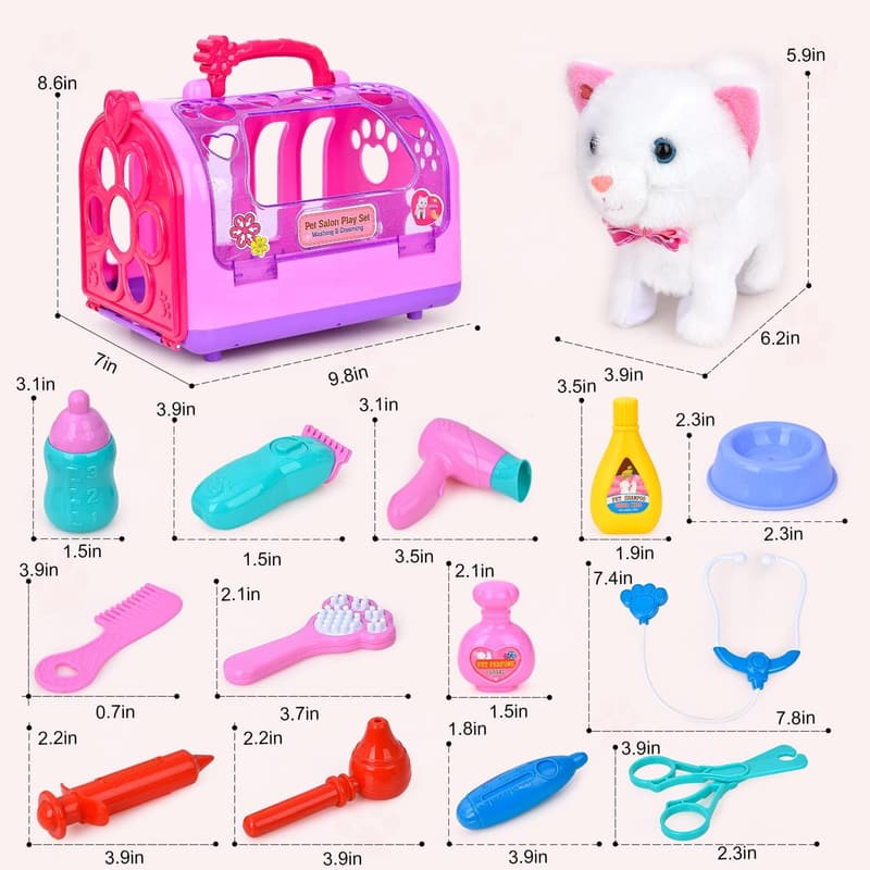 Kids' Vet Playset with Cat Care Tools - Educational Roleplay Toy