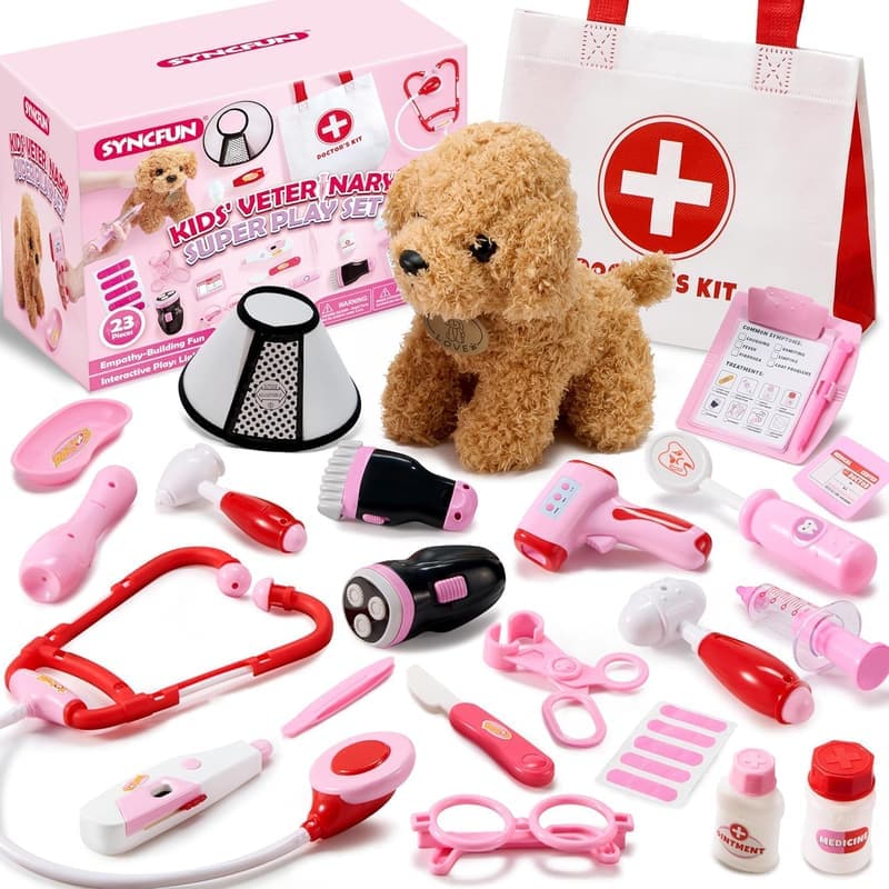 22-Piece Veterinarian Playset for Girls - Pretend Play Kit