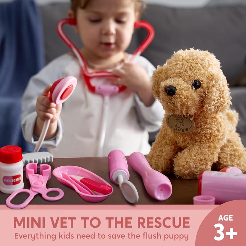 22-Piece Veterinarian Playset for Girls - Pretend Play Kit