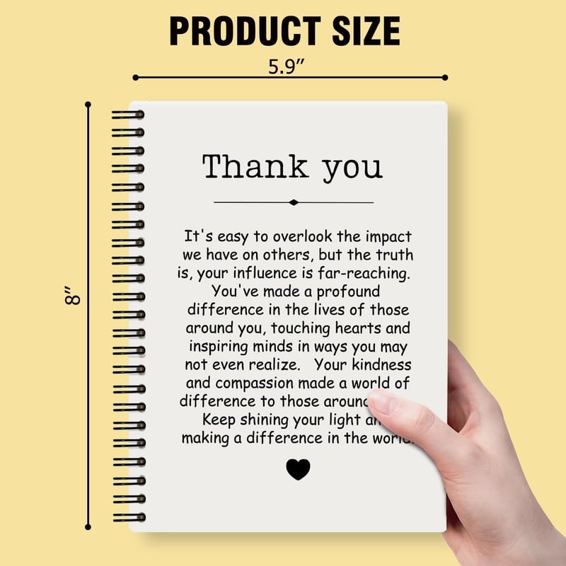 Thank You Spiral Notebook - 160 Pages, Appreciation Gift for Coworkers