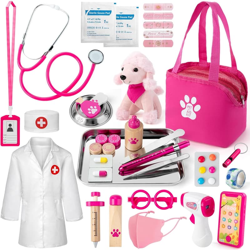 Kids' Veterinarian Playset - 36-Piece Doctor Kit with Stethoscope