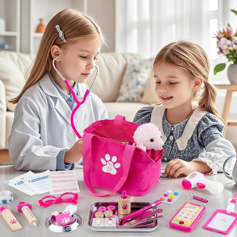 Kids' Veterinarian Playset - 36-Piece Doctor Kit with Stethoscope