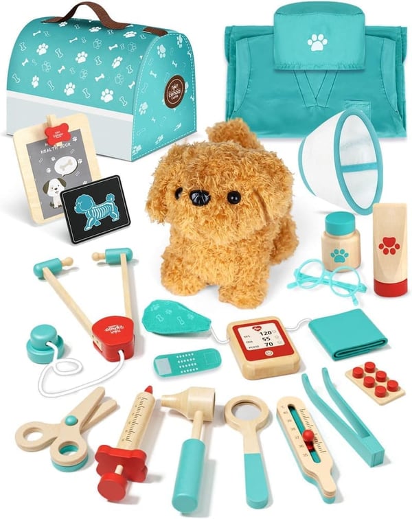 Kids' Wooden Doctor Kit Play Set for Ages 3-5