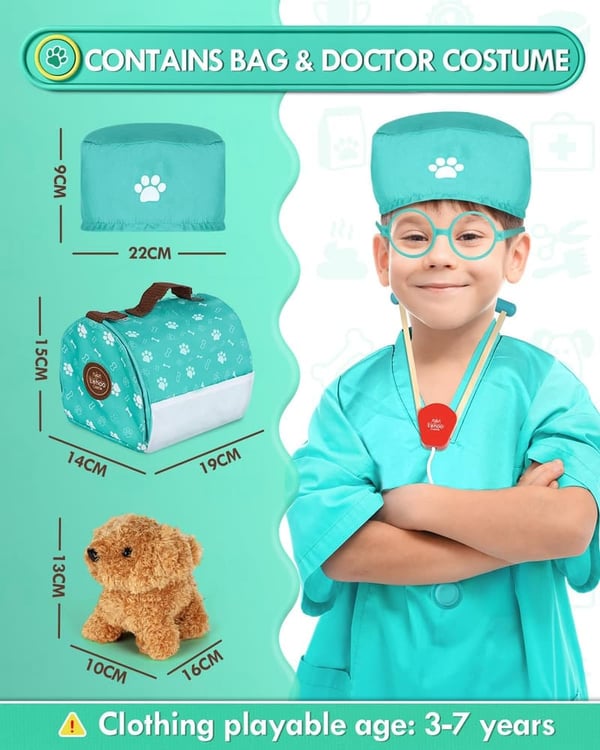 Kids' Wooden Doctor Kit Play Set for Ages 3-5