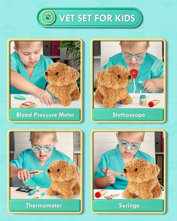 Kids' Wooden Doctor Kit Play Set for Ages 3-5