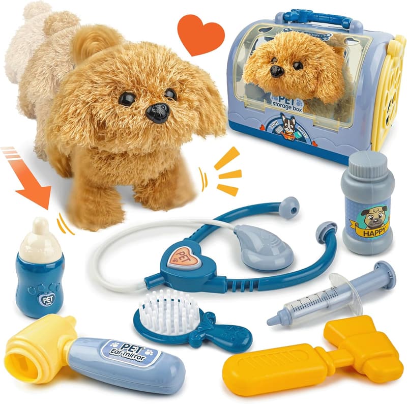 Veterinarian Play Set for Toddlers with Interactive Dog Toy
