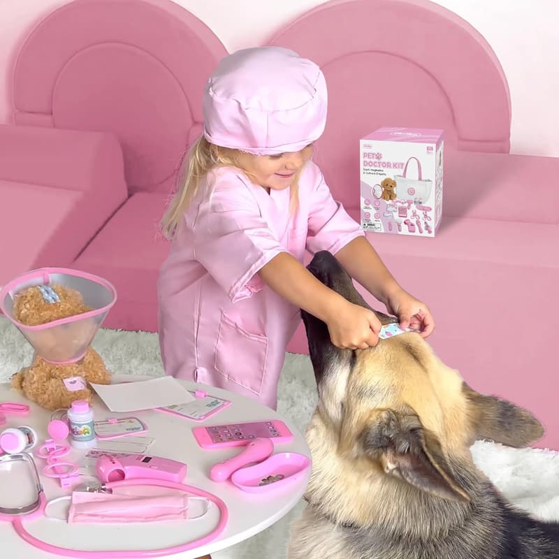 Kids Veterinarian Playset with Real Stethoscope & Medical Bag