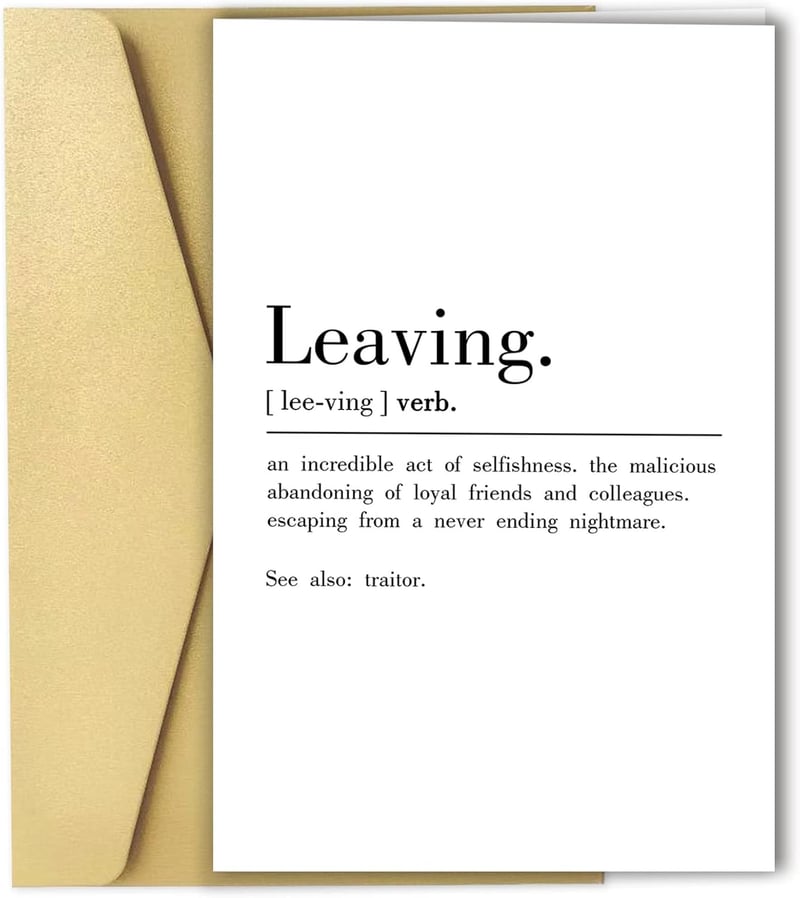 Going Away Gift Card for Coworkers - Funny Leaving Definition