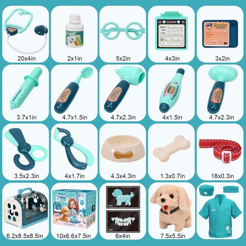 Interactive Dog Vet Kit - 22Pcs Pretend Play Toys for Kids 3+