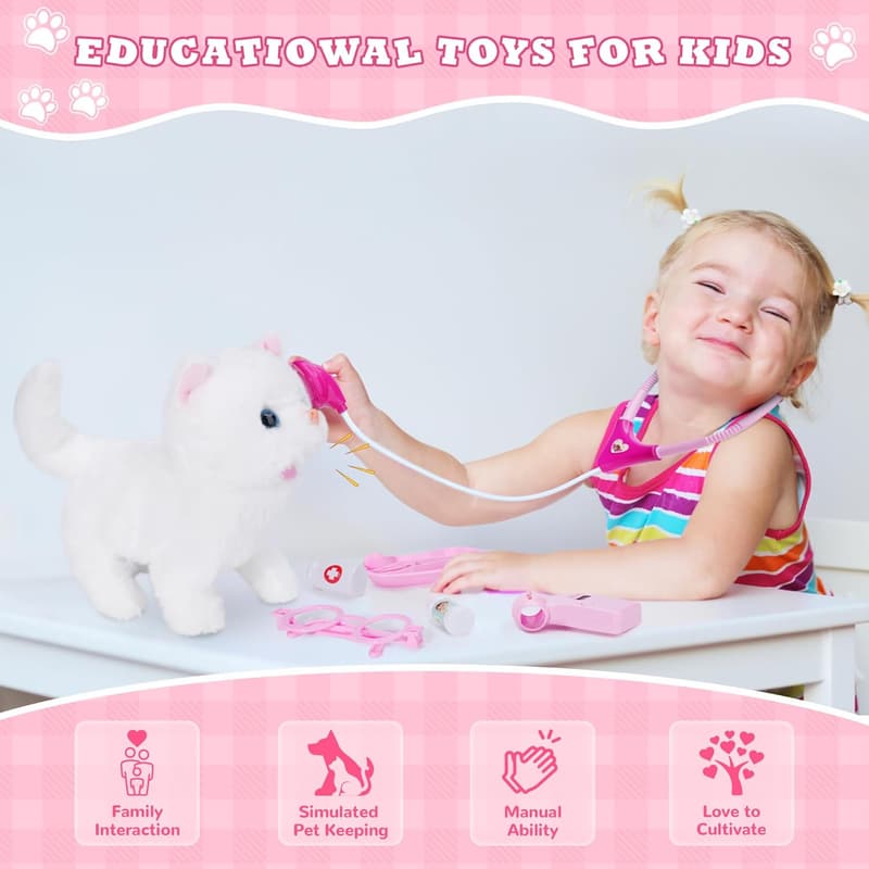 Vet Play Doctor Kit for Girls with Pet Cage & Kitten Toy