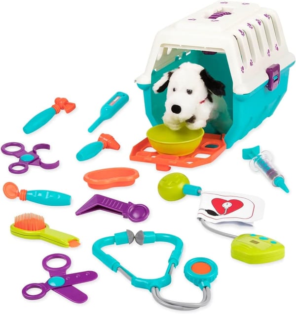 Veterinarian Toy Set - Plush Dalmatian & 15-Piece Medical Kit
