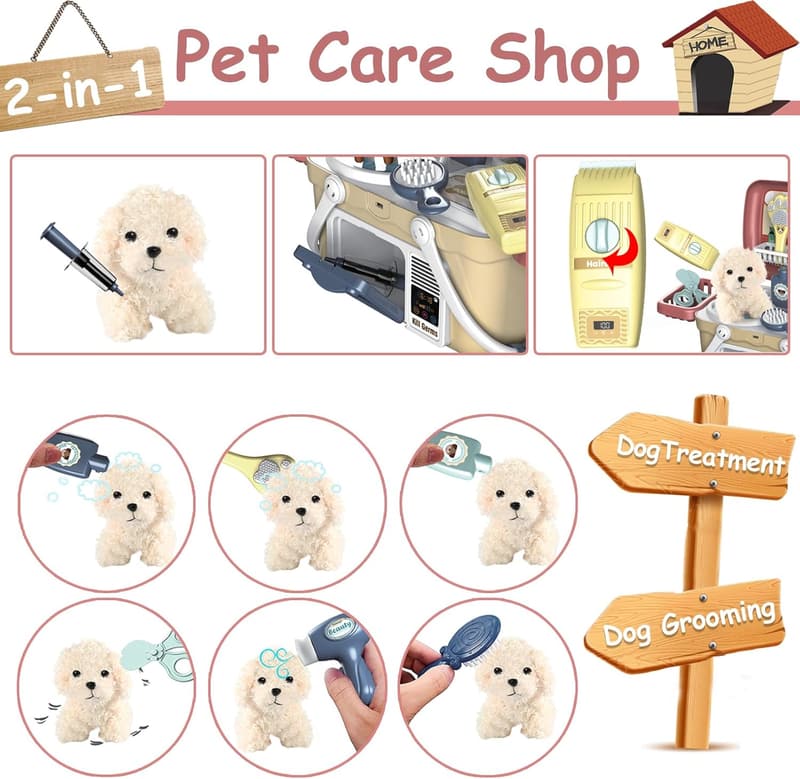 Pet Care Playset for Kids - 23-Piece Grooming Kit