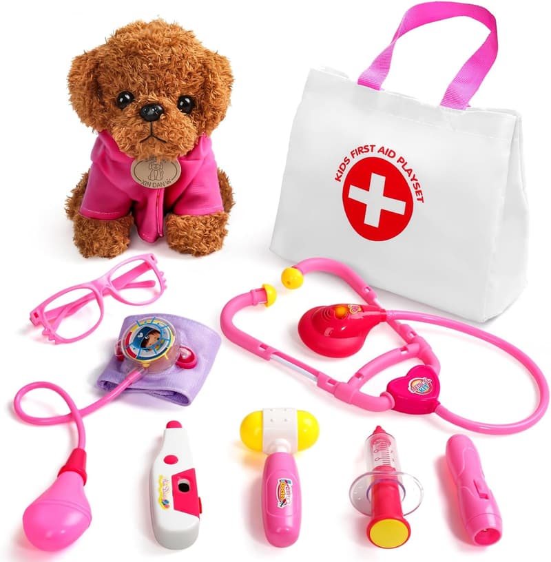 Kids Doctor Play Set with Plush Dog & Stethoscope - Ages 3-5