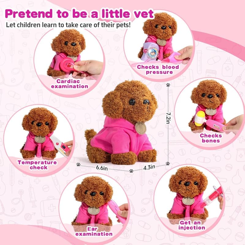 Kids Doctor Play Set with Plush Dog & Stethoscope - Ages 3-5