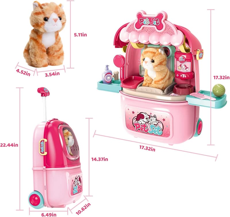 Pet Vet Clinic Playset with 29PCS Grooming Toys for Kids 3-12
