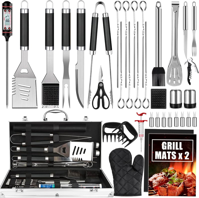 38-Piece Stainless Steel BBQ Grill Tools Set with Case