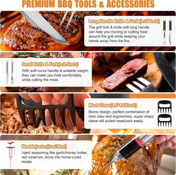 38-Piece Stainless Steel BBQ Grill Tools Set with Case