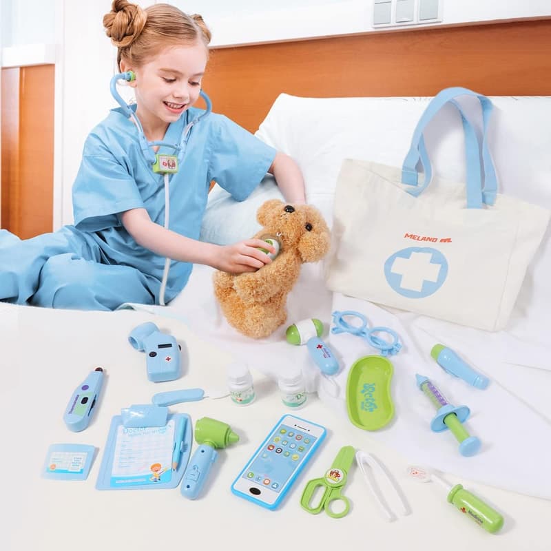 Kids Doctor Play Set with Stethoscope & Dog Toy - Ages 3-6
